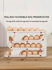 3-Layer Automatic Rolling Kitchen Egg Storage Box - Transparent Plastic Space Saving Partition, Anti Slip Design, Egg Storage Rack Suitable For Refrigerator, Food Storage Room And Door Storage - Suitable For Eggs And Other Items - Multicolor - View 5