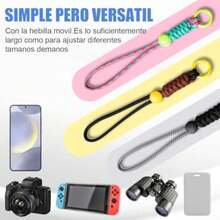 NIAWEA 6pzs Correa para Celular Muñeca, Cordón para Celular Ajustable, Correa Antirrobo para Teléfono Móvil Moda, Cómodo y Transpirable, Hebilla de Metal, Accesorios para Celular 28cm, Negro+Gris+Rosa - como en la imagen - Ver 3