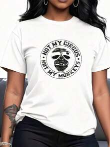 TrendyNot-My-Circus-Not-My-Monkeys- T-Shirt For Daily Use - 白色 - 查看 1
