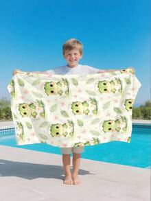 1PC Cartoon Printed Children'S Beach Towel, Cute Towel, Looped Portable Beach Towel,Play On The Beach, Bathe In The Pool, And Use After Exercise - Multicolor - View 1
