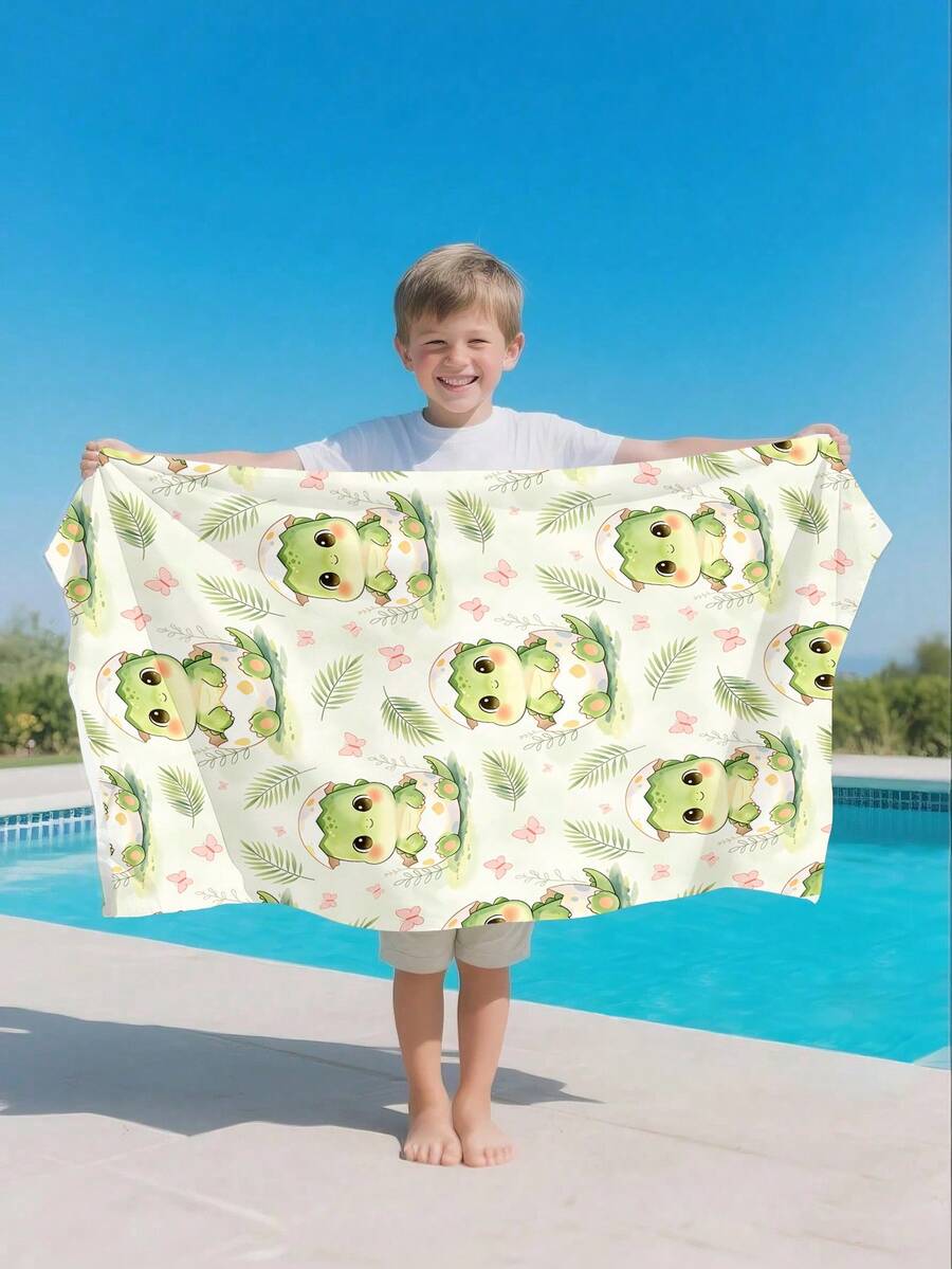 1PC Cartoon Printed Children'S Beach Towel, Cute Towel, Looped Portable Beach Towel,Play On The Beach, Bathe In The Pool, And Use After Exercise - Multicolor - View 1