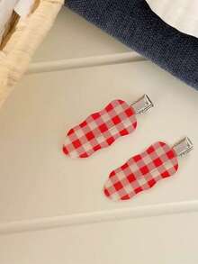 2pcs/5pcs Minimalist Casual Back To School Colorful Plaid Seamless Edge Hair Clips, Versatile Side Bangs Hairpins With Girly Style - Multicolor - View 10