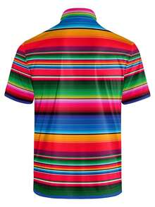 Golf Shirts For Men Printed Quick Dry Short Sleeve Performance Polo Shirts Moisture Wicking Collared Tennis T-Shirt Men's Clothes Fashionable And Casual Full-Width Color Printed Shirt, Comfortable To Wear, Cool And Breathable, Suitable For Daily Wear, Travel, And Parties, It Is Your First Choice. - 彩色 - 查看 3