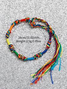 2pcs/Set Women's Luxury Colorful Crystal Quartz Bracelet Watch + Colorful Braided Bracelet, Watch Not Included - Gold - View 5