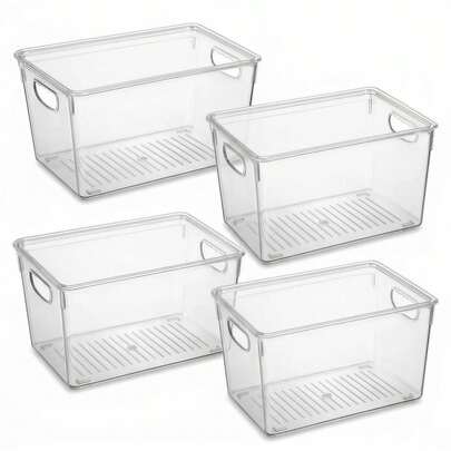 Clear Storage Bins With Lids Stackable - Large Plastic Containers For Pantry Organization And Storage - Perfect For Kitchen,Fridge,Laundry Room,Bathroom,Garage,Closet,Cabinet Organizer