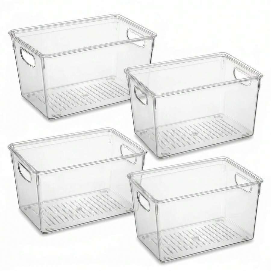 Clear Storage Bins With Lids Stackable - Large Plastic Containers For Pantry Organization And Storage - Perfect For Kitchen,Fridge,Laundry Room,Bathroom,Garage,Closet,Cabinet Organizer