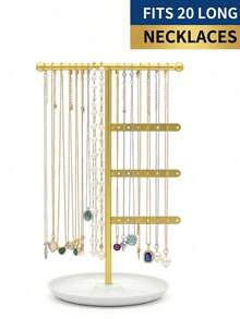 Elegant Metal Jewelry Stand With Tray For Stylish Storage And Display Of Necklaces,Jewelry Towers, Earrings, And Bracelets,  Home Decor,Perfect Earring Display Stand For Home Organization Or Jewelry Retail, Ideal Christmas Gift For Fashion Lovers - one-size - View 8