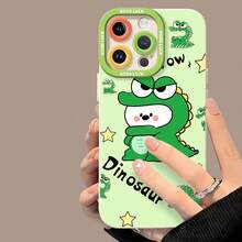 Lindo dinosaurio verde de dibujos animados con estrellas. Esta elegante funda para teléfono es compatible con Samsung, Apple, VIVO, OPPO, , Transsion, ,  y Honor. Hecha de silicona TPU, ofrece protección contra golpes y caídas, además de una sensación superior. Es un regalo ideal para familiares, amigos y seres queridos, y una opción perfecta para el Día de San Valentín y Año Nuevo. Funda para teléfono, funda para iPhone 17 Pro Max, funda para iPhone 17 Pro, funda para iPhone, funda para iPhone 16, funda para iPhone 16 Plus, funda para iPhone 15 - Blanco - Ver 4