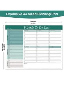 Trees 1pc Weekly Planner Notebook: To-Do List Desktop Notepad With Multiple Sections - 8.5x11 Inch 24 Pages - Undated Tear-Off Notebook Habit Planner Tracker, Task Goal List Organizer Office Supplies School Supplies - Multicolor - View 4