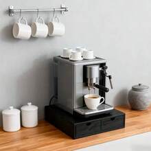 Caja de almacenamiento de cápsulas de café de madera, organizador de estante para cápsulas de café y hojas de té, soporte para cafetera, caja de almacenamiento con cajón debajo de la cafetera, puede contener hasta 30 cápsulas - Multicolor - Ver 2