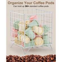 Manovix 1pc Fashionable Iron Wire Storage Basket, Suitable For Storing Coffee Capsules, Concentrates, Books, Tapes, Snacks, Ideal For Valentine's Day, Wedding, Birthday, Kitchen Organization, Shelving, Wardrobe Organization, Storage Box, Cosmetic Storage, Back To School Season - Silver - View 8