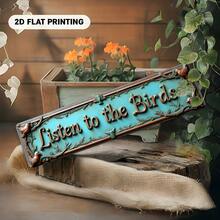 1pc Vintage Turquoise Green & Gold Decorated "Listen To The Birds" Metal Wall Decor Sign, Rustic Farmhouse Decor With Leaf Branches And Bird Letters - Includes Easy Installation Hardware, Suitable For Home, Office, Cafe, Christmas And Housewarming Gifts - Durable Art Panel, Soft Green And Gold Tones, Vintage Room Decor, 2D Flat, Perfect For Room Decoration - A - View 4