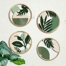 1/4 piezas Colgante de madera estilo bohemio, decoración de pared con planta verde redonda, adecuado para sala de estar, dormitorio, estudio, balcón, baño, etc. - Multicolor - Ver 6