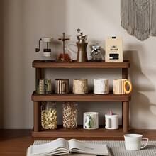 1 pieza Estante de almacenamiento de escritorio de madera vintage, organizador de cosméticos de varias capas, estante de almacenamiento multifuncional para el hogar, estante de especias de cocina, soporte para tazas/mugs, lápiz labial, perfume, taza de té, estante de exhibición abierta para frascos de especias, estante de encimera ahorrador de espacio - Multicolor - Ver 6