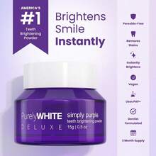 PurelyWHITE DELUXE Simply Purple Brightening Powder, Enamel No Sensitivity Toothpaste Whitening Powder, Conceals Stains From Coffee, Tea, Food, Wine And Tobacco, V34 Purple Toothpowder Teeth Cleaning Powder, Teeth Whitening Kit Deeply Moisturizes Hydrates Skin With Long Lasting Brightness, Enhanced Elasticity Vitality Boosting Formula For Radiant Smile - 藍色 - 查看 8