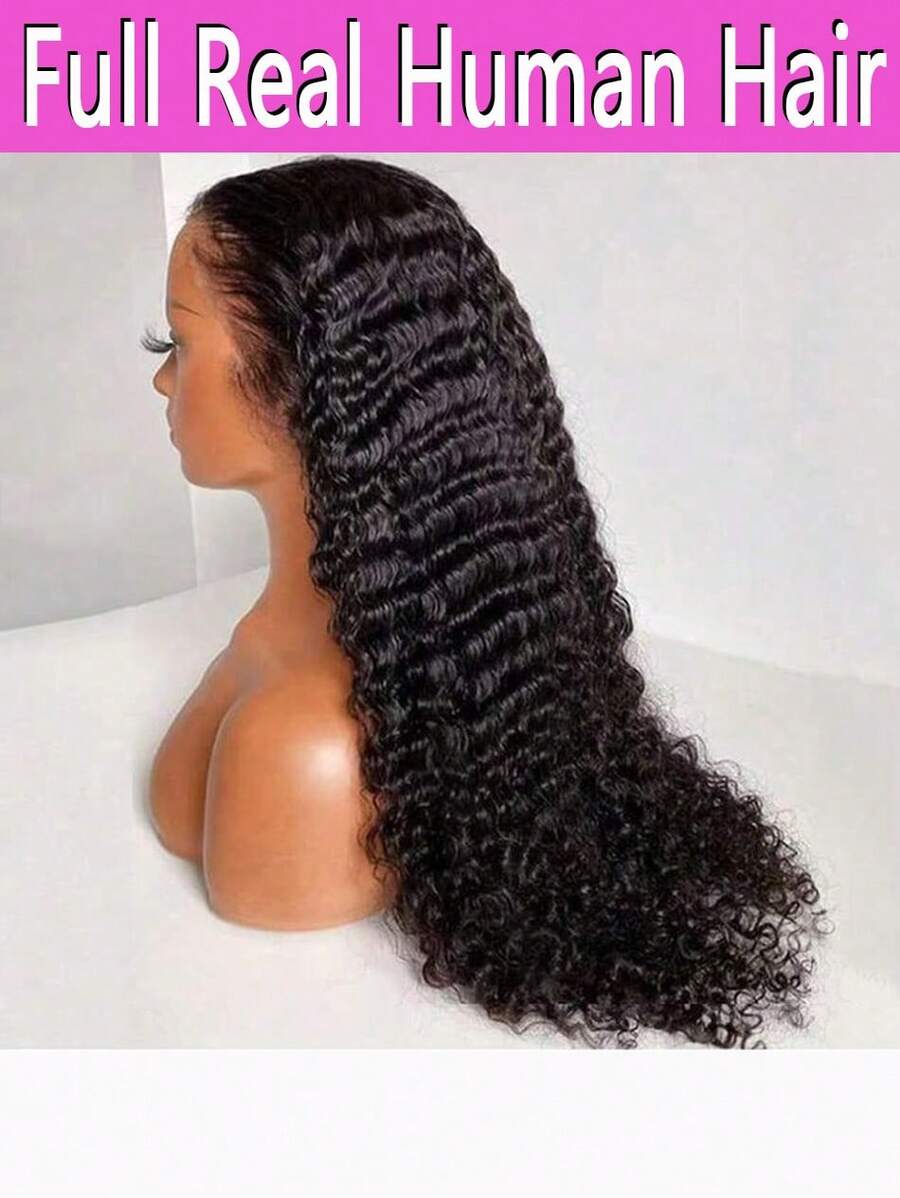 24-36 Inch Deep Wave 13x4 Lace Front Wigs Human Hair For Women Water Wave Glueless Brazilian Frontal Bob Curly Wig Hairline 220% Density Pre Plucked With Baby Hair Natural Look Ear-To-Ear Hairpiece Wig For Party, Cosplay, Daily Use - 自然色彩 - 查看 1