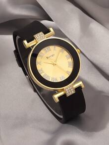 1pc Women's Fashionable Round Quartz Watch, Multi-Function Round Dial, Suitable For Daily Wear, Formal Events And Other Occasions, Decorative For Wrist - Black - View 3