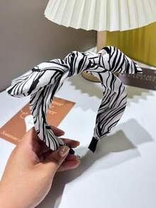 1pc Women's Fashion New Elegant Zebra Striped Bow Headband, Versatile Hair Accessory Hairband - Multicolor - View 5