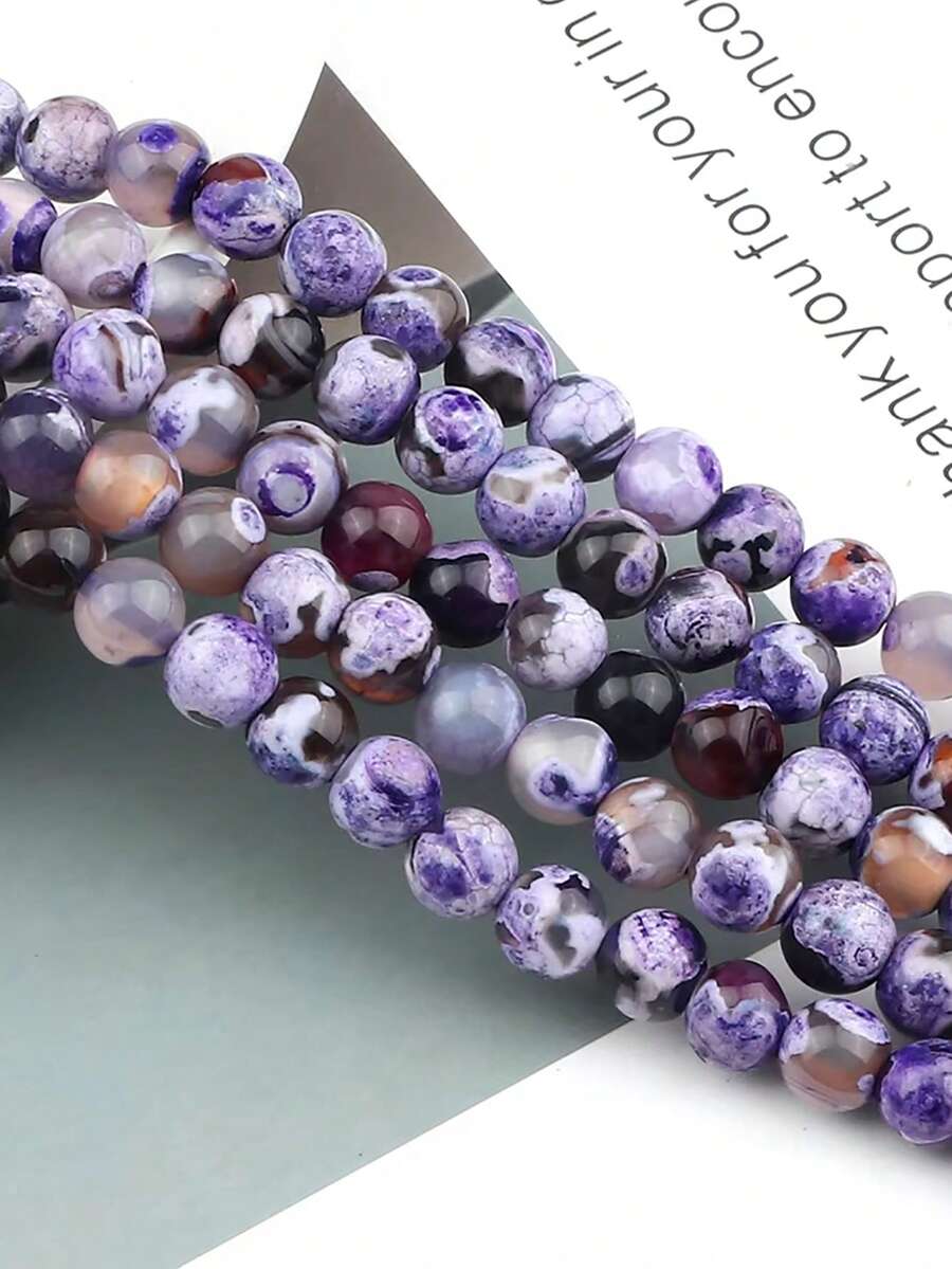 6/8/10mm Purple Coffee Fire Agate Natural Stone Onyx Round Loose Spacer Beads For Making DIY Bracelets Necklaces Friendship Gift Jewelry - Multicolor - View 1