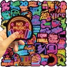50 miếng nhãn dán động lực neon, trang trí neon, nhãn dán graffiti hoạt hình, nhãn dán trang trí, nhãn dán ngầu, nhãn dán màu, nhãn dán hoạt hình, nhãn dán thẩm mỹ, nhãn dán vinyl chống nước cho bình nước, đàn guitar, hành lý, điện thoại, ốp lưng, laptop, ván trượt, quà tặng - Màu vàng - Xem 3