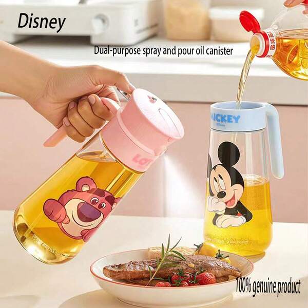 Disney 2合1噴油瓶，大容量玻璃噴油瓶，廚房用噴油器