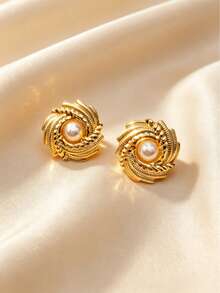 Vintage Sweet Daisy Stud Earrings, Gold-Plated 3D Petal Texture, 304 Stainless Steel Skin-Friendly Hypoallergenic, Eye-Catching Accessory For Wedding Bridesmaid, Best Friend Gathering, Summer Travel, Back To School, Global Vacation, Business Commute, And Romantic Date - Multicolor - View 11