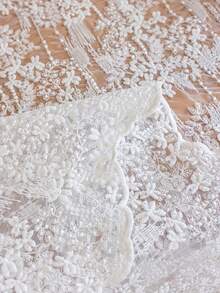 1件精緻歐根紗刺繡桌巾，3D復古刺繡圓形奶油白餐桌巾，適用於下午茶、訂婚派對、聖誕節、復活節、咖啡桌、餐廳裝飾 - 歐根紗-白色 - 查看 5
