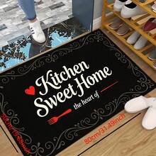 1 pieza, Decoración del hogar, Alfombra de cocina con estampado de patrón de texto, Alfombra de cocina de tierra de diatomeas, Alfombra de cocina, Alfombra de piso, Fácil de limpiar, Rectangular estampada, Adecuada para sala de estar, dormitorio, pasillo, baño, lavandería - Alfombra de poliéster, Adecuada para decoración del hogar interior y exterior - Multicolor - Ver 16