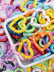 20/10 buah Gesper Cincin Hati Kartun Warna Acak yang Dapat Diatur, Cocok untuk Perhiasan, Pakaian, DIY Liburan, Aksesoris Gantungan Kunci, Lukisan Cakar Kucing - Gantungan kunci berbentuk hati - View 9