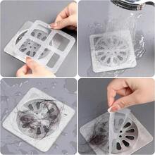 10-Pack Disposable Bathroom Drain Hair Filter, Adhesive Mesh Sink Filter, Bathroom Drain Hair And Debris Filter Sticker - White - View 7