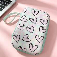 1pc Large Capacity High-Quality Heart Pattern EVA Hard Case Storage Bag, Shockproof And Scratch-Resistant, Suitable For Earphones, Power Banks, Cables, Chargers, Cameras And Other Digital Accessories, Essential For Students And Commuters - Multicolor - View 9