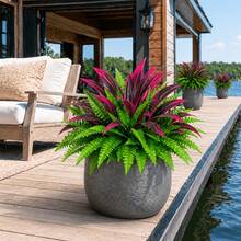 2pcs/Set 18-Head Persian Leaf + 17-Leaf Dragon Blood Tree Combination, Outdoor Artificial Greenery, Suitable For Outdoor, Home Office, Garden, Porch, Barn Decoration, Wedding, Anniversary, Holiday (Spring/Summer, Vacation, Wedding Season) - Multicolor - View 11