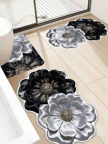 1 pieza/2 piezas/3 piezas Alfombra decorativa con patrón de flor dorada, decoración de habitación, alfombra de baño, felpudo, alfombra pequeña, alfombra, decoración del hogar, alfombra de área, alfombra de exterior, alfombra de dormitorio, alfombra lavable - Multicolor 17 - Ver 1
