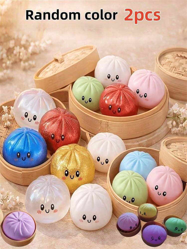 Bộ 2 món/1 món đồ chơi bóp mềm hình bánh bao nhiều màu sắc, đàn hồi chậm, thiết kế giống đồ ăn thật, vật dụng thư giãn massage tay giảm căng thẳng, mềm mại và sang trọng, món quà tốt nhất cho gia đình và bạn bè. - A - Xem 8