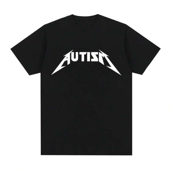 Autismus Metal Rock Meme T-Shirt Herren Damen Mode Hip Hop Kurzarm Oversized T-Shirts Sommer Sport Locker Sitzende T-Shirt Oberteile