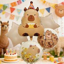 Juego de 5 globos de papel de aluminio con diseño de cobaya, globos de dibujos animados lindos, decoración de cumpleaños infantil, decoración de fiesta, accesorios para fotocabina, adecuados para fiesta al aire libre, celebración en el jardín, decoración de vacaciones, globos de juguete para fiesta de carnaval, fiesta de cumpleaños infantil, globos de juguete al aire libre para niños, globos de juguete de regalo, suministros para fiesta escolar, globos de papel de aluminio autosellantes, certificados CE - Mezclado - Ver 1