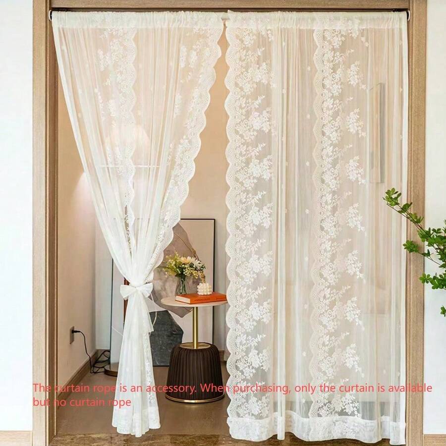 2 tấm rèm ren trắng thêu jacquard kiểu Pháp cổ điển, rèm voan mỏng trong suốt dùng làm màn che riêng tư cho lối vào, ban công, cửa sổ, phòng khách, phòng ngủ, rèm ngăn trang trí. - Nhiều màu - Xem 1
