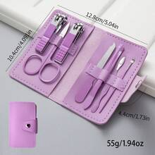 7pcs Nail Care Set, Includes Stainless Steel Nail Clippers, Nail File, Ear Pick, Eyebrow Trimmer, Portable Manicure & Beauty Tool Kit - Multicolor - View 13