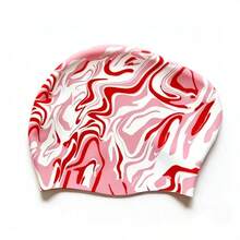 2个装硅胶防水泳帽，带鼻夹 - 高弹力硅胶超大护耳泳帽，适合长发和短发，加厚设计，适合户外水上运动、游泳池、海滩，耐用游泳配件，海滩必备，游泳爱好者的理想之选 - 彩色 - 查看 6