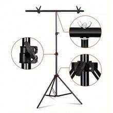 Stand Latar Belakang Fotografi Portabel Berbentuk T, Set Stand Fotografi dengan Penjepit*2, Palang Tebal + Alas Penopang Segitiga, Lebih Stabil dan Aman, Desain Tombol, Tinggi Dapat Diatur, Cocok untuk Pesta Liburan, Fotografi Dalam Ruangan/Dekorasi Latar Belakang - View 6