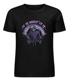 Playera Con Hombre Algodón En Playera Santa Muerte Drip Art - Negro - Ver 5
