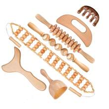 1pc/6pcs/7pcs Wooden Massage Tool Set, Suitable For School, Travel, Travel Essentials, Home Essentials, Designed For Body Relaxation, Including Shoulder, Neck, Abdomen, Leg And Back Areas, Great For Relaxation After Exercise Or Daily Activities, Reusable Manual - Nude - View 1