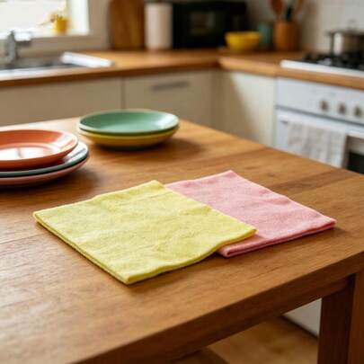 12 Stücke Reinigungstücher, saugfähig & fusselarm, mehrfarbige wiederverwendbare Tücher für Zuhause, Küche, Esstisch, tägliche Reinigung & Geschirrspülen