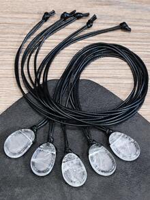 Yumfeel Natural Transparent Crystal Pendant Necklace Unisex - Asymmetrical Water Drop Pendant, Hand Woven. Bohemian Summer Beach Style. Suitable For Daily Wear. Perfect Gift - White - View 9