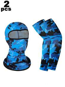 2pcs/Set Face Mask & Arm Sleeves, Outdoor Windproof Dustproof Face Cover, Quick-Dry Breathable Sun Protection Sleeve Set For Summer Sports - A - View 2