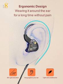 D8 Diamond Wired In-Ear Earphones Transparent Bling Sparkle Headphones HiFi Stereo Surround ANC Noise Cancelling Built-In HD Mic Clear Call Type-C Plug Play Lightweight Sweatproof Comfort Earbuds Crystal Bass Treble No Delay Music Gaming Online Class - View 4