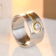 Bohemian Dual-Tone Ring Inlaid With Round Synthetic Cubic Zirconia, Ideal For Travel And Casual Daily Wear - Two-color - View 2