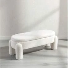 Panca portaoggetti Chairus in pelle sintetica, seduta imbottita in peluche con spazio di archiviazione nascosto, moderna, per letto e ingresso, pouf per corridoio e camera da letto - Bianco - Visualizzare 1