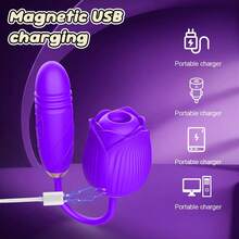 RUIJU 2026 New 3-In-1 Rose Flower Shape Toy Vibrator, Rose Sex Toy With Thrusting G-Spot Vibrators & 10 Sucking Modes For Clitoral And Nipple Stimulation, Anal Double-Ended Dildos, Adult Sex Toys, Romantic Intimate New Year's Gift, Christmas Gifts - 顏色9 - 查看 4