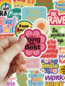 50pcs Positive Affirmation Sticker Set, Motivational Stickers For Phone Case, Notebook, Guitar, Skateboard, Birthday Gift - Multicolor - View 2